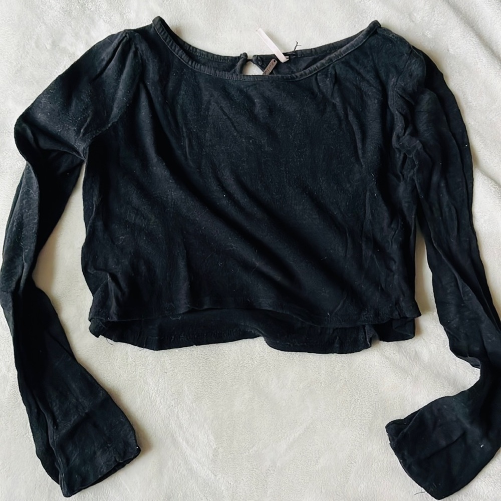 Black Crop Top Long Sleeve